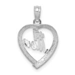 14K White Gold #1 MOM in Heart Pendant - Image 3