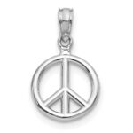 14K White Gold 3-D Polished Peace Symbol Pendant