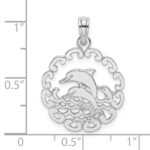14K White Gold Cut-out Jumping Dolphins Pendant - Image 3