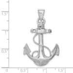 14K White Gold Large Anchor with Rope Pendant - Image 4
