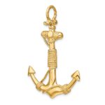 14K Large 3-D Solid Anchor with Wrapped Rope Pendant - Image 5