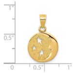 14k Polished Flat-Backed Moon with Three Stars Pendant - Image 4