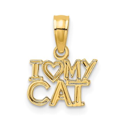 14k I HEART MY CAT Charm