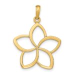 14k Polished Cut-out Plumeria Flower Pendant