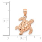 14k Rose Gold Diamond Cut Turtle Pendant - Image 4