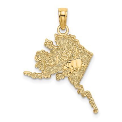 14k Polished and Textured ALASKA Map Charm
