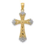 14K with White Rhodium Reversible with GOD LOVE Cross Pendant
