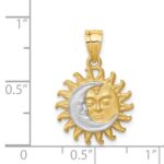 14K and White Rhodium Brushed Sun and Moon Pendant - Image 4