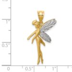 14k and White Rhodium Diamond-cut Fairy Pendant - Image 3