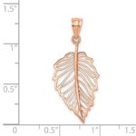 14K Rose Gold Polished Leaf Pendant - Image 4