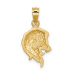 14K Brushed Diamond-cut Lion Head Pendant - Image 3
