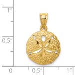 14K Brushed Diamond-Cut Sand Dollar Pendant - Image 4