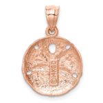 14K Rose Gold Brushed Diamond-cut Sand Dollar Pendant - Image 3