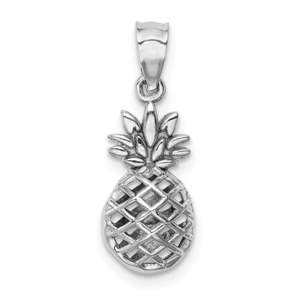 14K White Gold Polished 3-D Pineapple Pendant