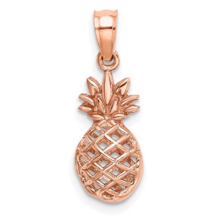 14K Rose Gold Polished 3-D Pineapple Pendant