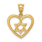 14K Polished Star of David in Heart Pendant