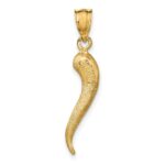 14K Brushed 3-D Italian Horn Pendant - Image 3