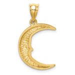 14k Satin Diamond-cut Moon Pendant - Image 3