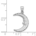 14k White Gold Satin Diamond-cut Moon Pendant - Image 4