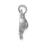 14k White Gold Satin Diamond-cut Rooster Pendant - Image 2