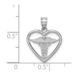 14K White Gold Polished Medical Heart Pendant - Image 4