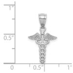 14K White Polished Caduceus Medical Symbol Pendant - Image 4