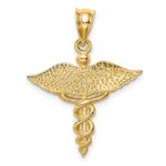 14K Polished 3-D Caduceus Medical Pendant - Image 3