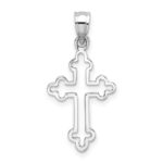14K White Gold Polished Budded Cross Pendant - Image 3
