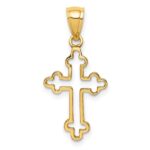 14K Polished Budded Cross Pendant