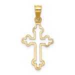 14K Polished Budded Cross Pendant - Image 3