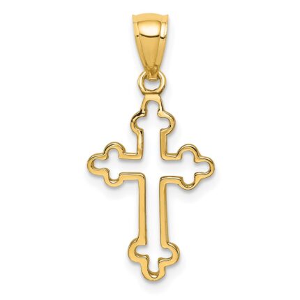 14K Polished Budded Cross Pendant