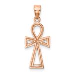 14K Rose Gold Polished Ankh Cross Pendant