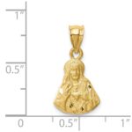 14K Brushed Diamond-Cut Solid Jesus Pendant - Image 4