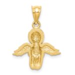 14K Brushed and Diamond-cut Praying Angel Pendant - Image 3