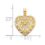 14k Fancy Filigree Heart Pendant - Image 3