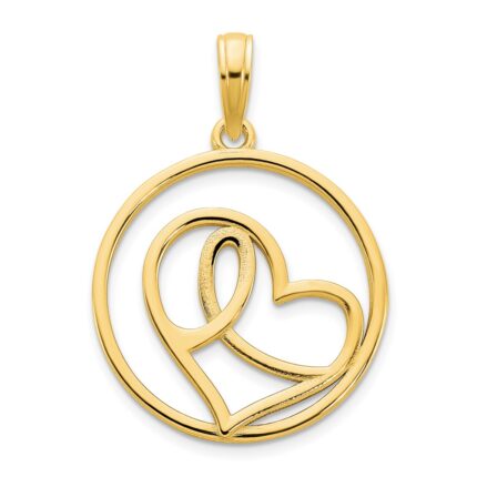 14k Heart in Circle Pendant