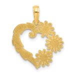 14k Polished Floral Heart Pendant - Image 3