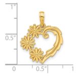 14k Polished Floral Heart Pendant - Image 4