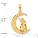 14k Polished Cat Sitting On Moon Pendant - Image 4