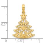 14k Polished Fancy Scrolled Christmas Tree Pendant - Image 4