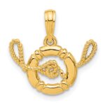 14k Polished Life Preserver with Rope Pendant