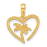 14k Polished Palm Tree In Heart Pendant - Image 3