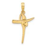 14k Polished Floral Cross Pendant