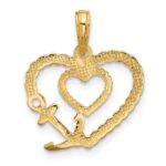14K with White Rhodium Fancy Rope Heart and Anchor Charm - Image 4