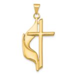 14K Polished Cross with Drape Pendant