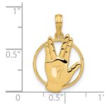 14K Polished Live Long and Prosper Hand Gesture in Circle Charm - Image 4