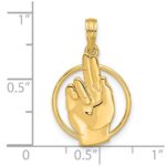 14k Polished Hand Gesture in Circle Charm - Image 4