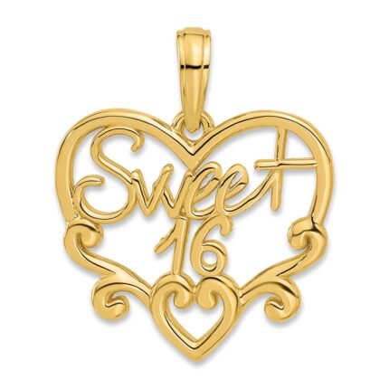 14k SWEET 16 in Heart Charm