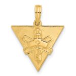 14K Polished Triangle Caduceus Charm