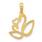 14K with Rhodium Polished Fancy Heart and Swans Charm - Image 4